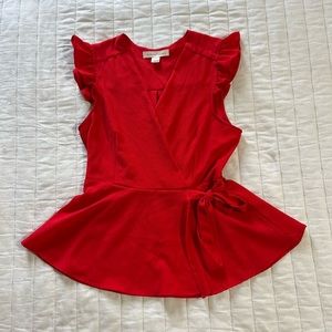 Elegant Red Wrap Top